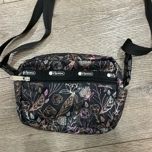LeSportsac Black/Pink Floral Crossbody Bag